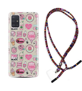 Samsung a71 A72 A73 A7 A9 2018 C7 C9 Kılıf Boyun Asklı Rasta Silikon Donut Flamingo 1415