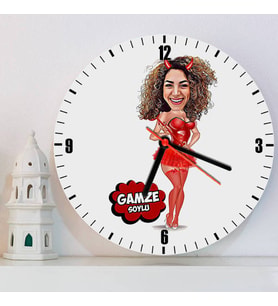 Tatlı Cadı Karikatürlü Duvar Saati