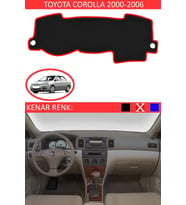 Toyota Coralla 2000-2006 Için Uygun Torpido Koruma Halısı Siyah Kenar Renk Kırmızı