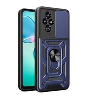 Honor 200 Uyumlu Kılıf Magnetik Standlı Kamera Korumalı Zore Sürgülü Vega Kapak (Mavi)