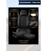 volkswagen troc 2026 Koltuk ve Kılıf uyumlu Lüks Minder Yastık Siyah 2 Minder 2 Yastık