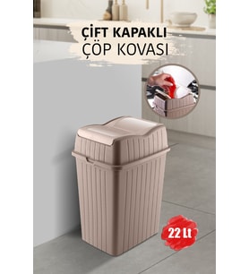 22L Çift Kapaklı Slim Dekoratif Çöp Kutusu, Ev, Ofis, Banyo, Mutfak için