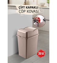 22L Çift Kapaklı Slim Dekoratif Çöp Kutusu, Ev, Ofis, Banyo, Mutfak için