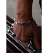 14 K White Gold Kaplama 925 Ayar Gümüş Miami Cuban Bileklik (Beyaz)