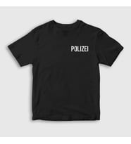 Presmono Unisex Çocuk Siyah Logo Polis Polizei T-Shirt 372927tt