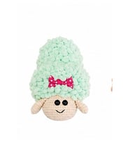 Pembe Kurdelalı Su Yeşili Yumoş Kuzucuk Amigurumi Organik Oyuncak