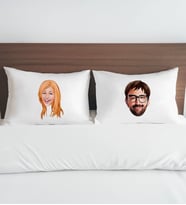BK Gift Kişiye Özel Karikatürlü Pamuklu 2’li Yastık Kılıfı Seti-1 50x70cm , Sevgiliye Hediye, Ev Hediyesi, Tasarım Ev Tekstili