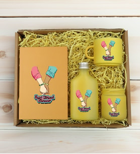 BK Gift Kişiye Özel İsimli DTF Best Friend Temalı Sarı Defter & Kahve Fincanı & Kolonya & Mum Hediye Seti-5, Arkadaşa Hediye, Doğum Günü Hediyesi