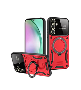 Durukar® Samsung Galaxy S24 FE Kılıf Joy Lens Standlı Kapak - Kırmızı
