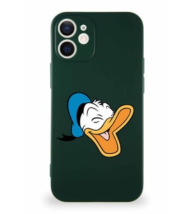 Apple iPhone 12 Mini Soft Premier Kapak Donald Duck-E Tasarımlı Silikon Kılıf - Yeşil (Şeffaf)