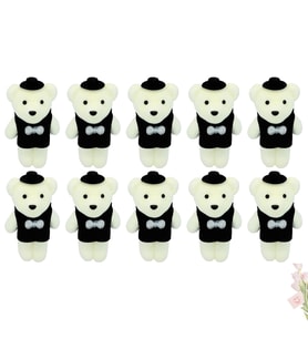Minik Ayıcık Süs, 11cm x 6cm - Siyah - 10 Adet (STD)