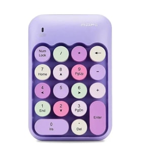 Renkli Daktilo Tarzı Vintage Kablosuz Wıreless Numeric Keypad 18 Tuşlu Sayısal Klavye Numpad (Mor)