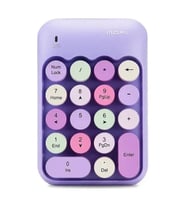 Renkli Daktilo Tarzı Vintage Kablosuz Wıreless Numeric Keypad 18 Tuşlu Sayısal Klavye Numpad (Mor)