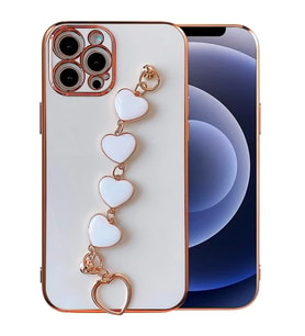 Ally iPhone 13 Pro Max 6.7inç Kılıf Kalp Bileklik Tutuculu Lüx Silikon Askılı - SSSSSS6536-4