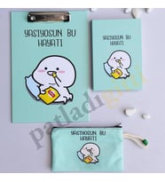Yaşıyosun Bu Hayatı- Bedeller Ödedik Tasarımlı Sekreterlik Defter Kalemlik Hediye Seti (Fıstık Yeşili)