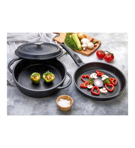 POLO CHEF FOCUS TENCERE TAVA SETİ 26 CM (Siyah)