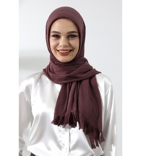 Mürdüm Tesettür Hazır Pratik Fitilli Pamuklu Şal