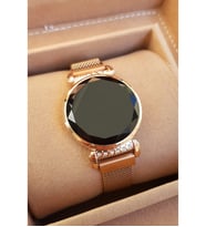 Premium Rose Gold Taşlı Dokunmatik Kadın Kol Saati