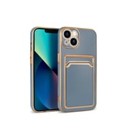 Apple iPhone 13 Uyumlu Kılıf Zore Bark Kartlıklı Kapak (Mavi)