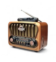 Güneş Panelli Nostalji Radyo,Eskitme Görünüm Trend Nostaljik Radyo (Kahverengi-Kahve)