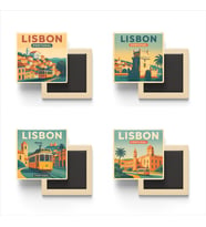 Lizbon Portekiz - 4 adet - 9x9 cm Buzdolap Magneti