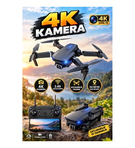 2.4G Katlanabilir 4CH Drone 4K Kamera 100 Metre Uçuş Mesafesi