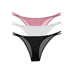Vanilya Secret İpli Külot 3'Lü Paket (Siyah Beyaz)
