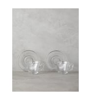Şeffaf Cam 4'lü Fincan Takımı, 195 ml, iki kişilik, şık ve modern tasarım