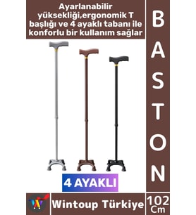#Baston Ergonomik T Saplı Yaşlı Denge Yürüyüş Yürüme Desteği 4 Ayaklı Ayarlanabilir Destek Bastonu