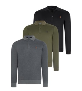ÜÇLÜ SET V4007 DEWBERRY ERKEK SWEATSHIRT-SİYAH-ANTRASİT-HAKİ