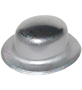 Gümüş Renk Hologramlı Plastik Yuvarlak Melon 27x24 cm