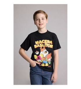 Defacto Super 1 Takım Siyah Erkek Çocuk T-Shirt H7924A8/BK81