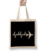 Awesome Airplane Heartbeat Pilot Piloting Aviation Bez Çanta Uzun Saplı