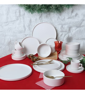 Keramika Mat Beyaz Stackable Yemek / Kahvaltı Takımı  20 Parça 4 Kişilik