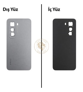 Infinix Hot 50 Pro Titanyum Gri Uyumlu Arka Kapak Arka Cam Batarya Pil Kapağı Lazer Kesim Back Cover