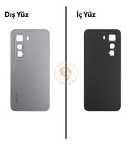 Infinix Hot 50 Pro Titanyum Gri Uyumlu Arka Kapak Arka Cam Batarya Pil Kapağı Lazer Kesim Back Cover