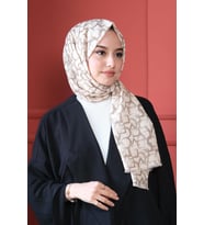 Afvente Çiçek Desen Bej Pamuk Şal (Çok Renkli)