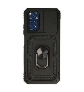 Xiaomi Redmi Note 11 Kılıf Pars Lens Yüzüklü Silikon - Siyah