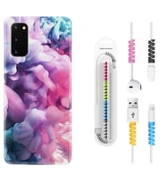 Samsung A02S A03S A10 A12 A13 A21S A22 Kılıf Kablo Koruma Spiral Silikon Pink Cloud 1305