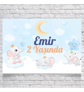 Uykucu Fil Temalı Doğum Günü Afişi 35X50 cm