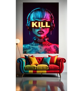 KILL THEM ALL V1 Ev Duvar Salon Güzellik Salonu Ofis Dükkan Dekarasyon Kanvas Tablo (Çok Renkli)