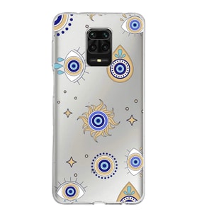 PrintiFy Xiaomi Redmi Note 9 S ile Uyumlu 1mm Slim Fit Nazar Boncuğu 5 Baskılı Şeffaf  Kılıf