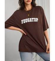 Fdugatp Baskılı Tasarım Tshirt (Kahverengi)