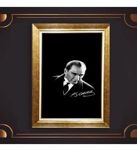 Özel Seri Paspartulu Çerçeveli Atatürk Tablo l772 (Gold)