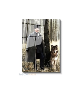 Dikey Cam Tablo Salon Duvar Tablosu Dikey Cam Ataturk Ve Kurt Yeni Ev Hediyesi Ofis Tablosu