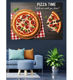 Pizza Time İştah Açıcı İllüstrasyon Dekoratif Kanvas - Mdf Ahşap Tablo