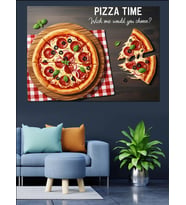 Pizza Time İştah Açıcı İllüstrasyon Dekoratif Kanvas - Mdf Ahşap Tablo