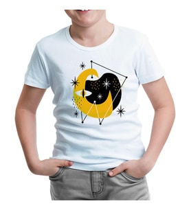 Abstract Design of Moon and Stars Beyaz Çocuk Tshirt