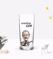 BK Gift Kişiye Özel Renkli Baskılı Neşet Ertaş Tasarımlı Rakı Bardağı-1 (Beyaz)