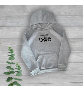 Life is Better Dog Baskılı Unisex Oversize Gri Sweatshirt
